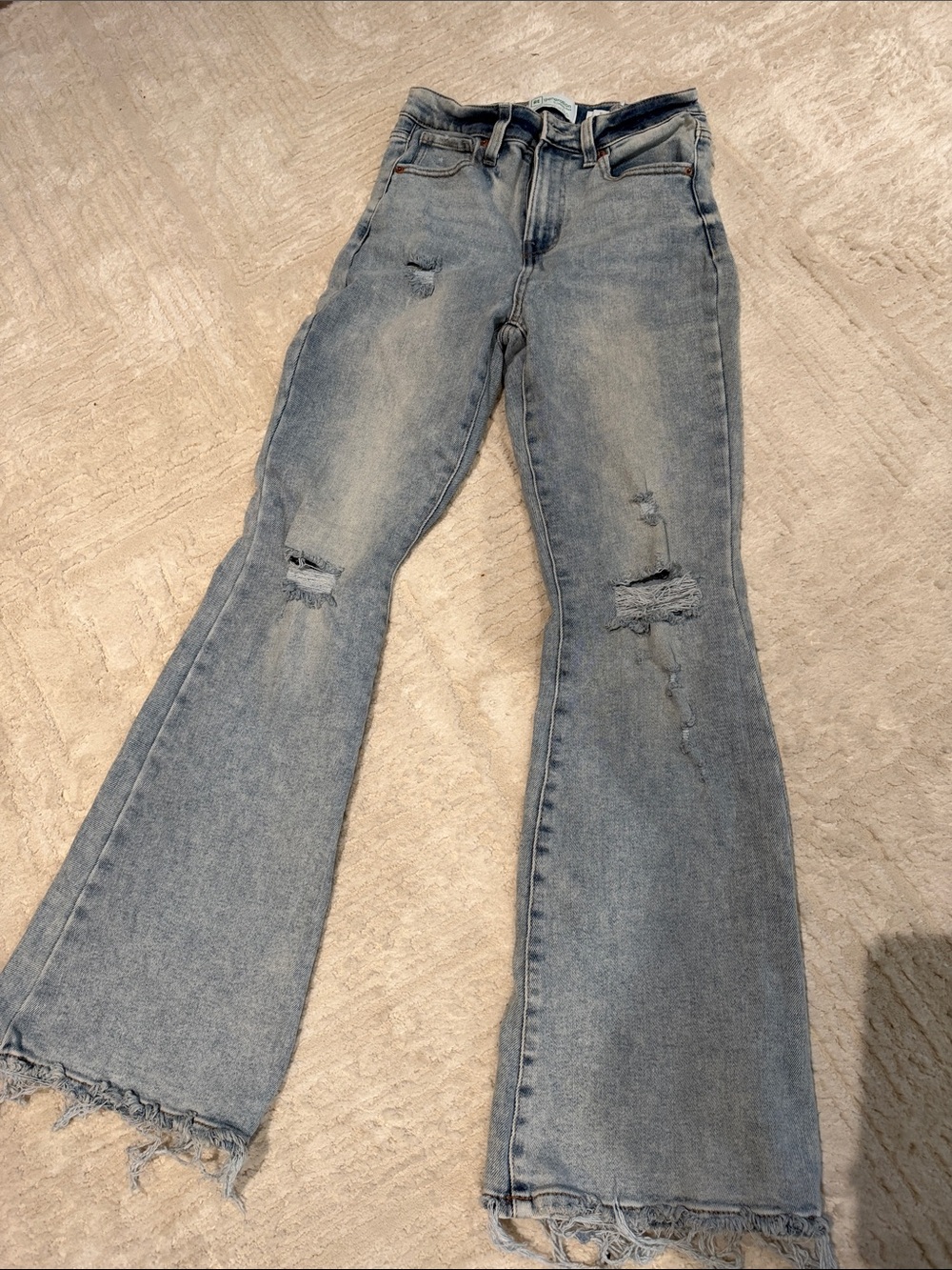 Celebrity Pink Light Blue Distressed Flare Jeans